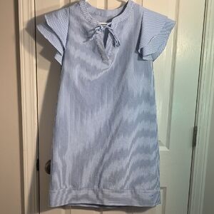 Vineyard Vines Blue and White Striped Tie-Neck Dress